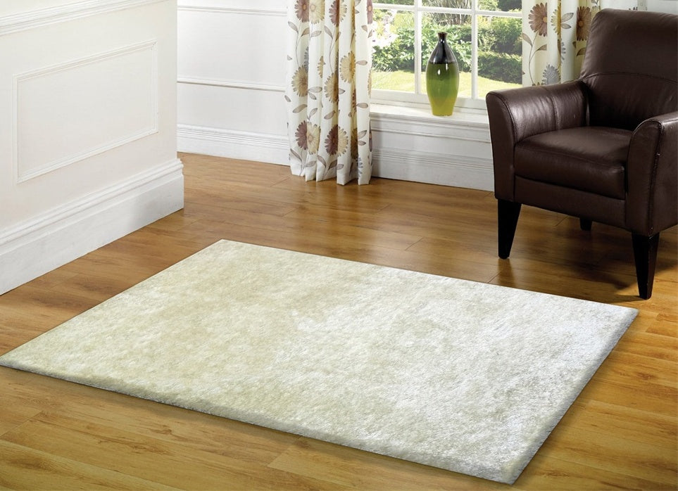 8' X 11' White Shag Hand Tufted Area Rug