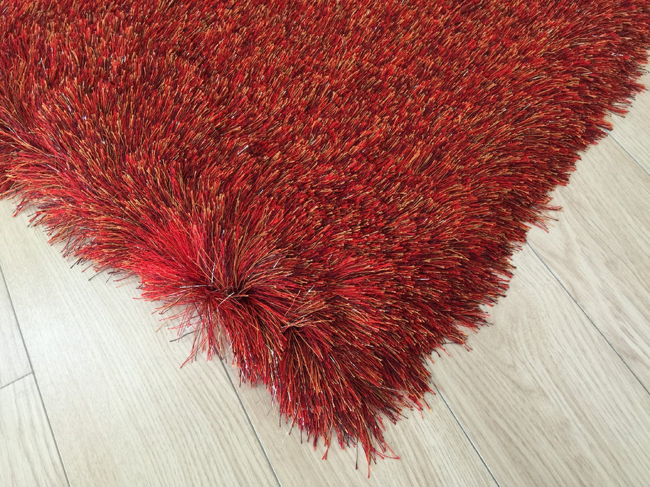 5' X 7' Red Shag Hand Tufted Area Rug