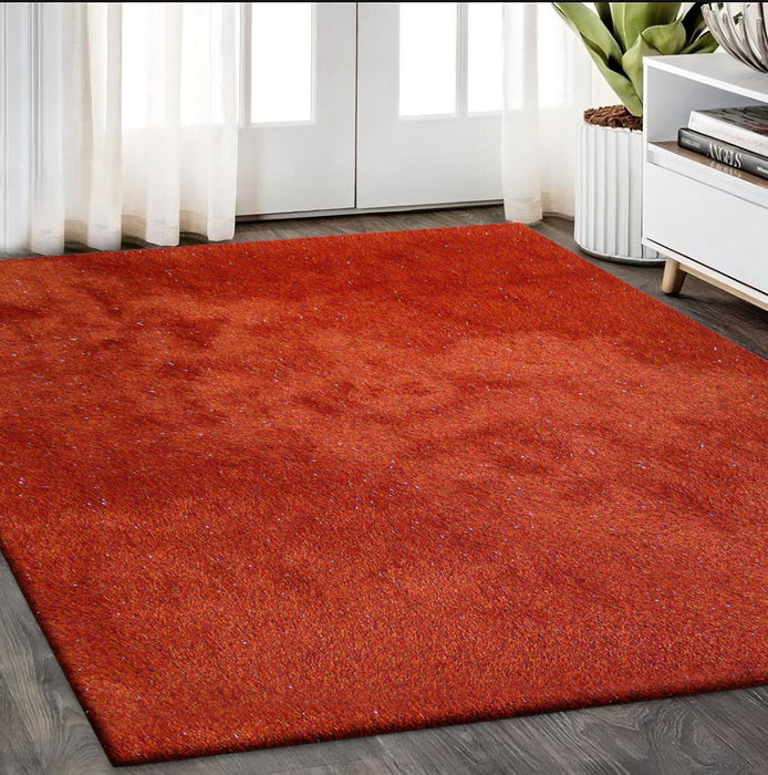 5' X 7' Red Shag Hand Tufted Area Rug