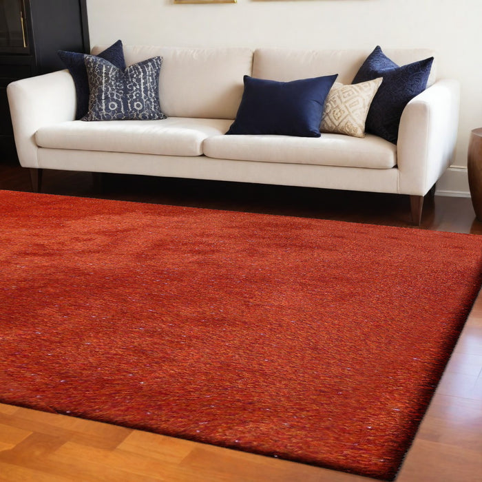 5' X 7' Red Shag Hand Tufted Area Rug