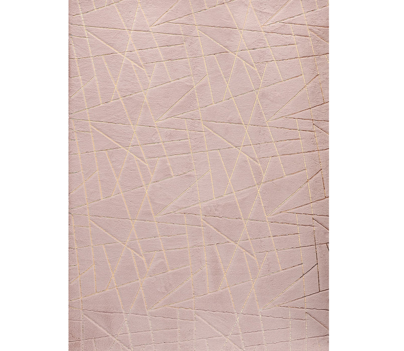 5' X 7' Pink and Gold Faux Fur Abstract Shag Non Skid Area Rug