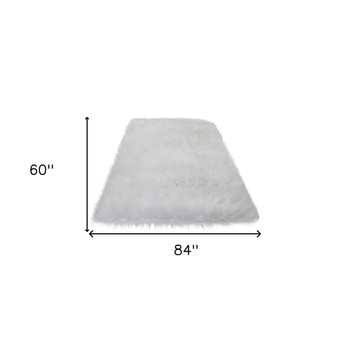 5' X 7' White Faux Sheepskin Shag Washable Area Rug