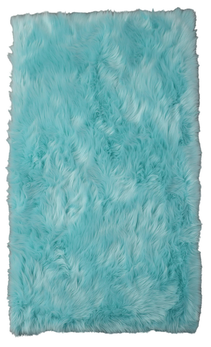 4' X 6' Turquoise Faux Sheepskin Shag Washable Area Rug