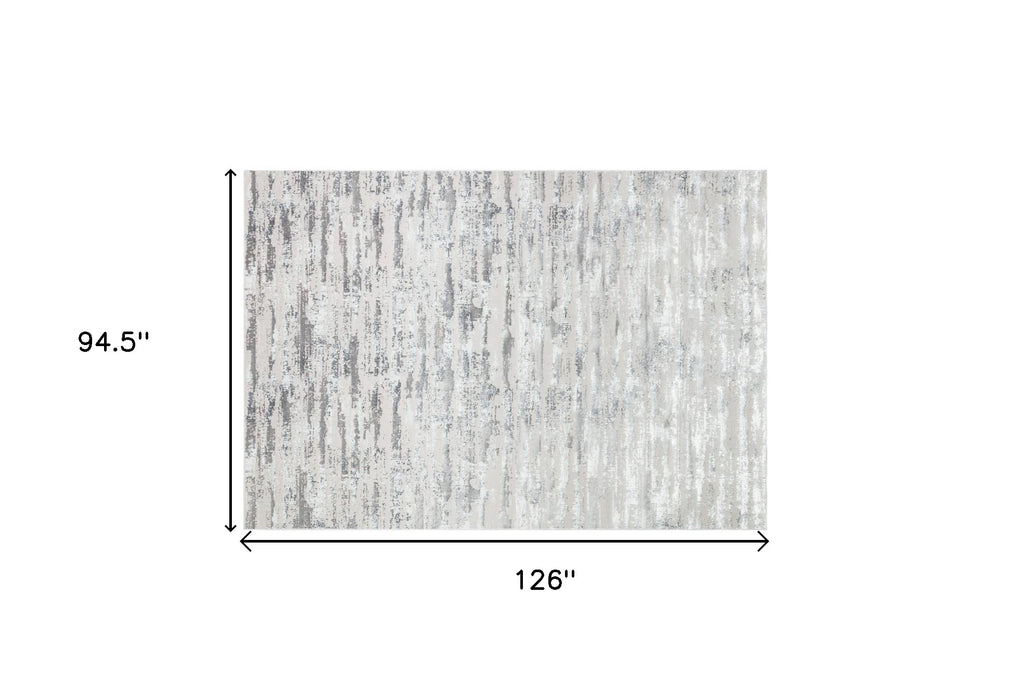 10' Gray and Silver Abstract Washable Non Skid Runner Area Rug