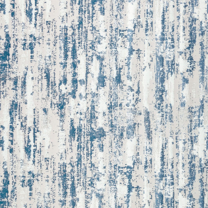 8' X 11' Blue and White Abstract Washable Non Skid Area Rug