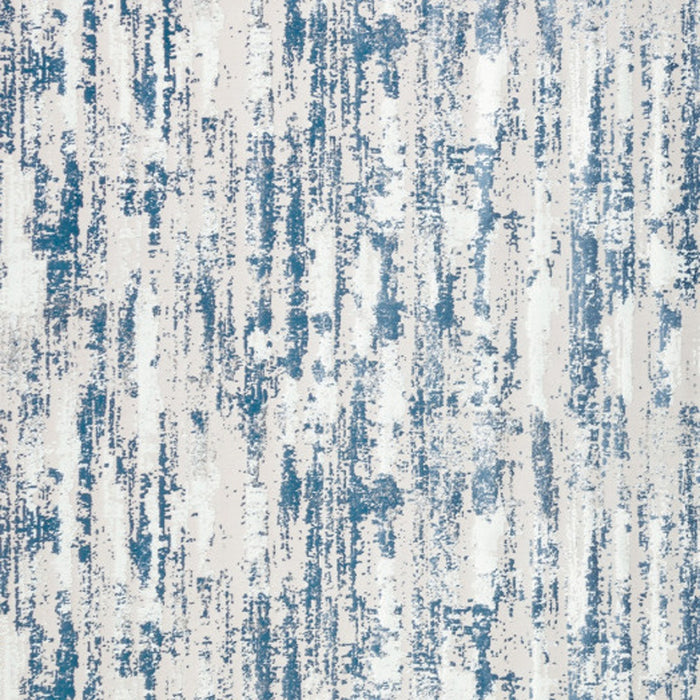 8' X 11' Blue and White Abstract Washable Non Skid Area Rug