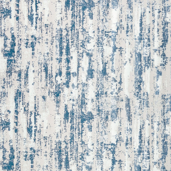 8' X 11' Blue and White Abstract Washable Non Skid Area Rug