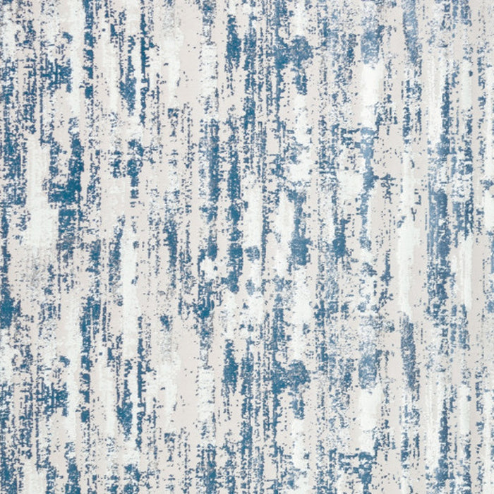 8' X 11' Blue and White Abstract Washable Non Skid Area Rug