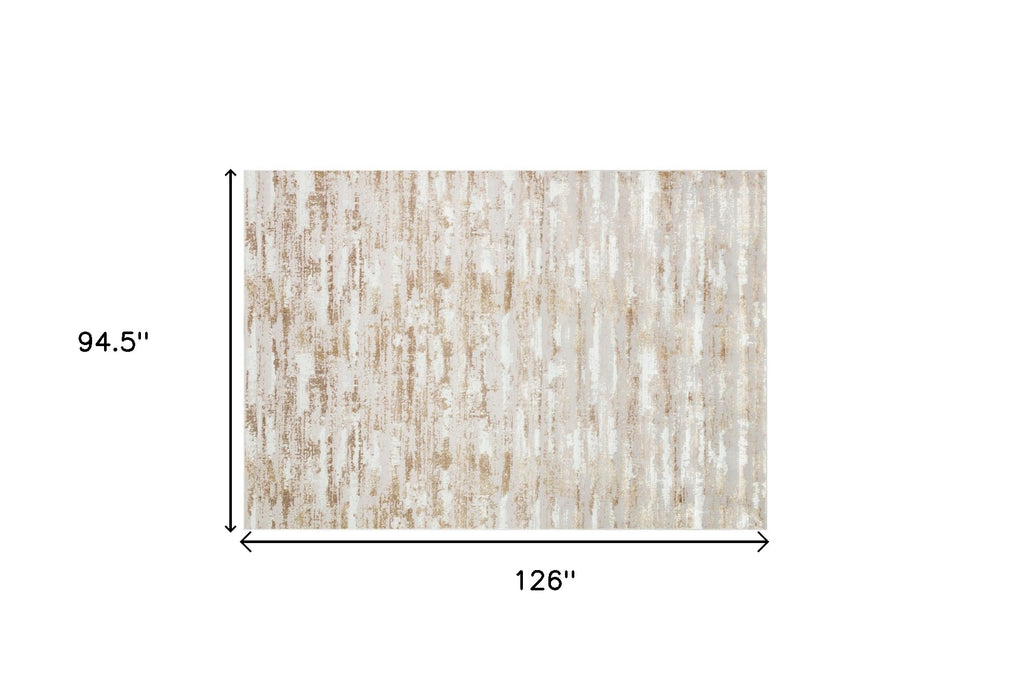 5' X 8' Brown and Ivory Abstract Washable Non Skid Area Rug