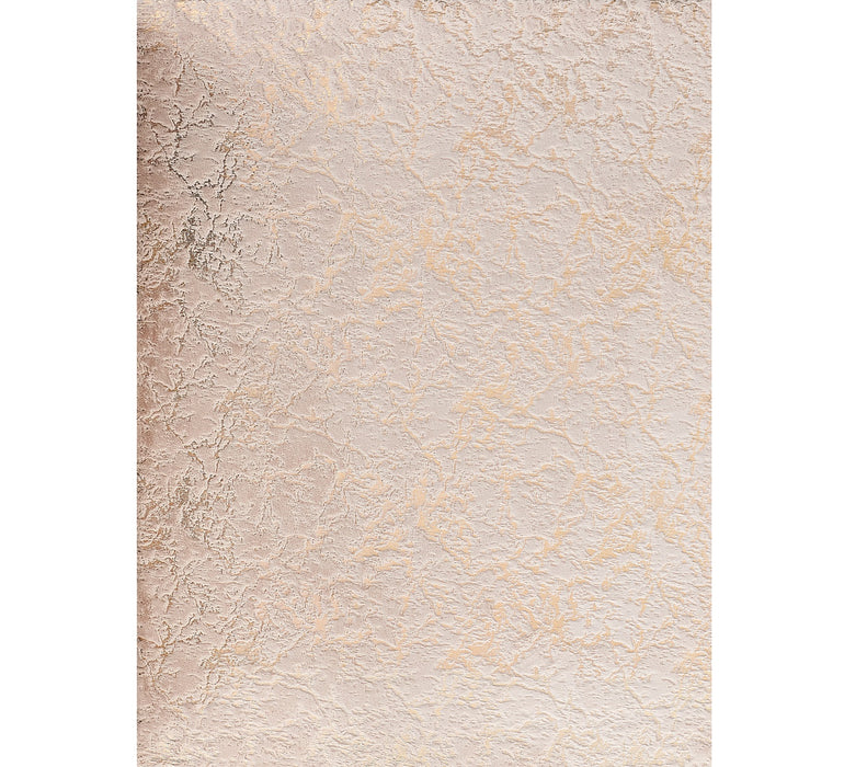 4' X 6' Beige and Gold Faux Fur Abstract Shag Non Skid Area Rug