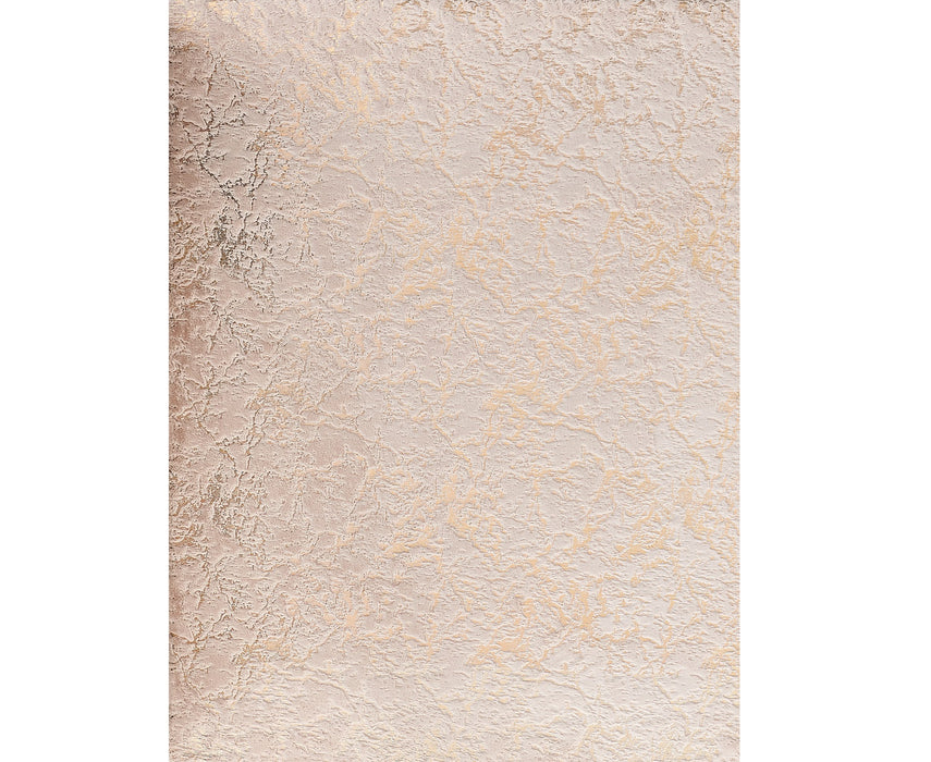 4' X 6' Beige and Gold Faux Fur Abstract Shag Non Skid Area Rug