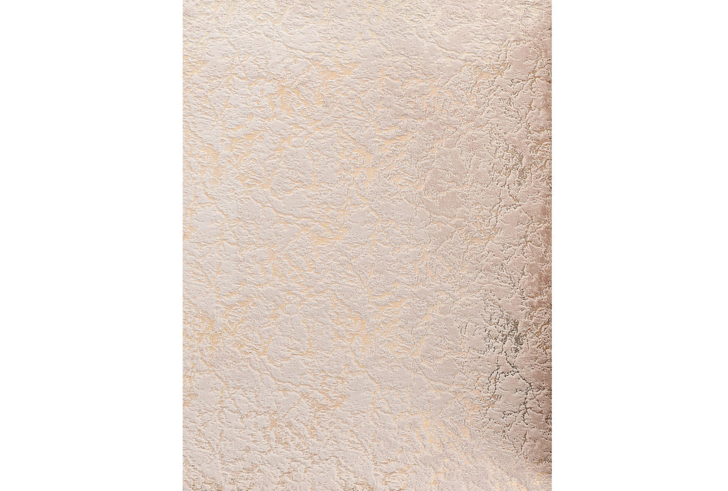 4' X 6' Beige and Gold Faux Fur Abstract Shag Non Skid Area Rug