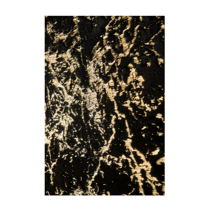 4' X 6' Black and Gold Faux Fur Abstract Shag Non Skid Area Rug