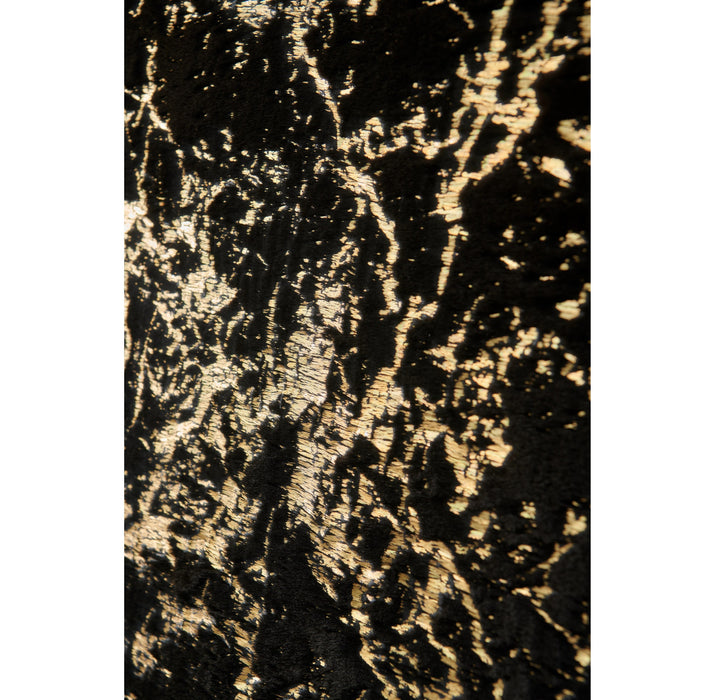 4' X 6' Black and Gold Faux Fur Abstract Shag Non Skid Area Rug