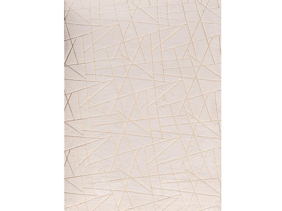 2' X 3' Beige and Gold Faux Fur Abstract Shag Non Skid Area Rug