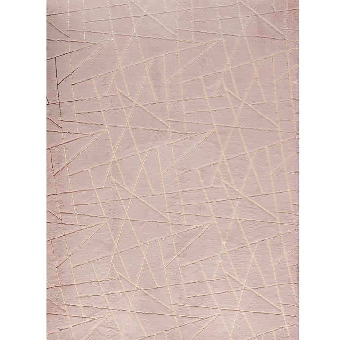 5' X 7' Pink and Gold Faux Fur Abstract Shag Non Skid Area Rug