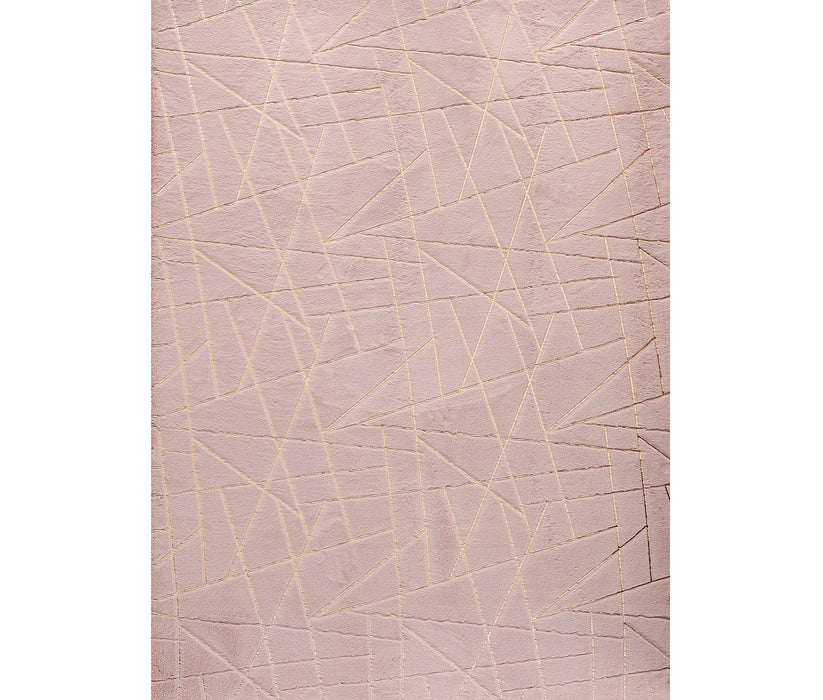 5' X 7' Pink and Gold Faux Fur Abstract Shag Non Skid Area Rug