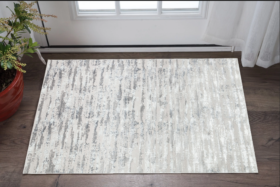 10' Gray and Silver Abstract Washable Non Skid Runner Area Rug