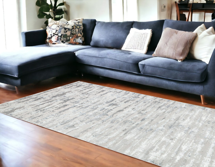 10' Gray and Silver Abstract Washable Non Skid Runner Area Rug