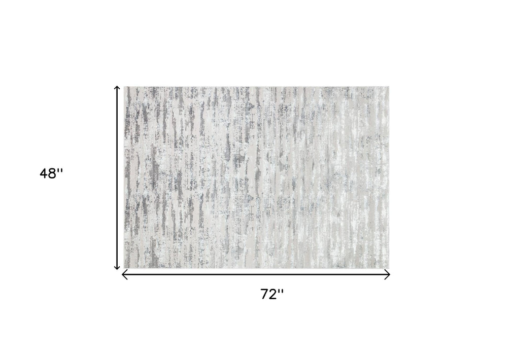 10' Gray and Silver Abstract Washable Non Skid Runner Area Rug