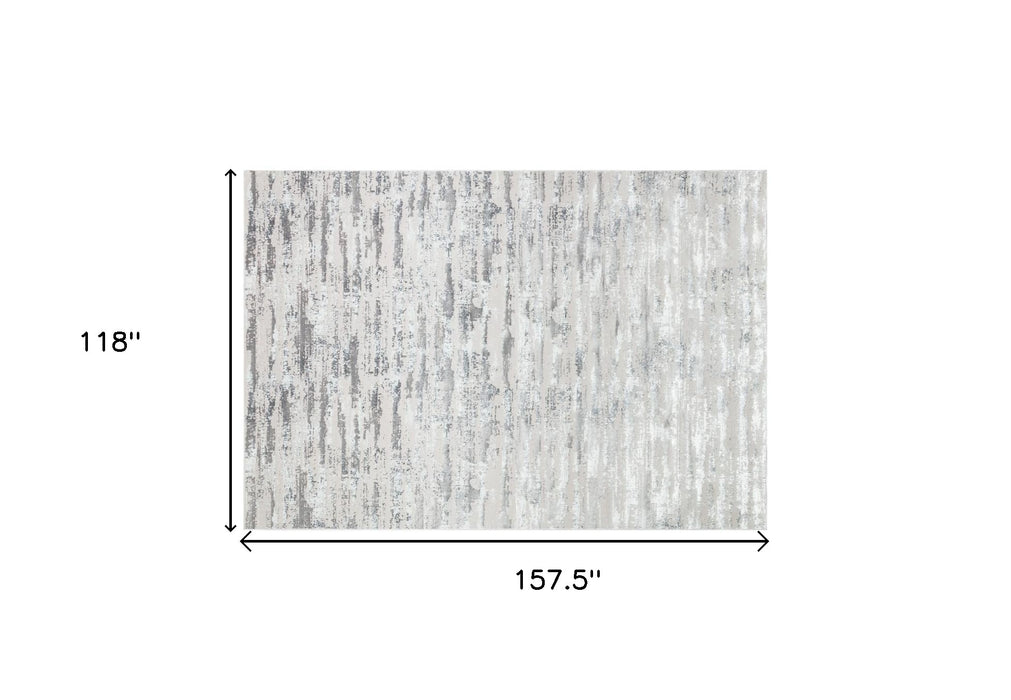 10' Gray and Silver Abstract Washable Non Skid Runner Area Rug