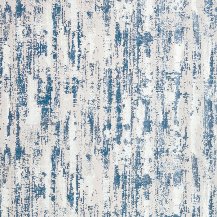 8' X 11' Blue and White Abstract Washable Non Skid Area Rug