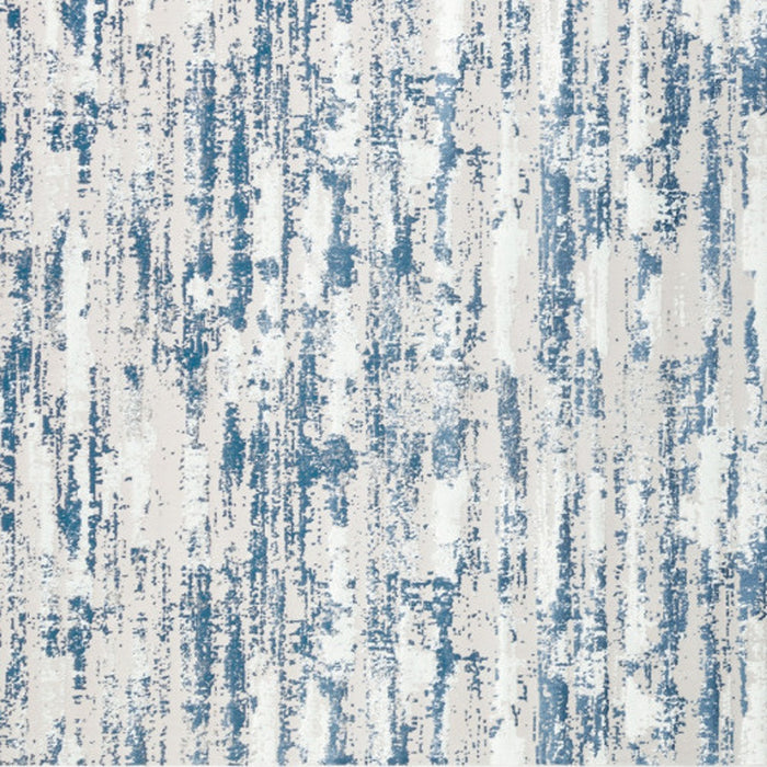 8' X 11' Blue and White Abstract Washable Non Skid Area Rug