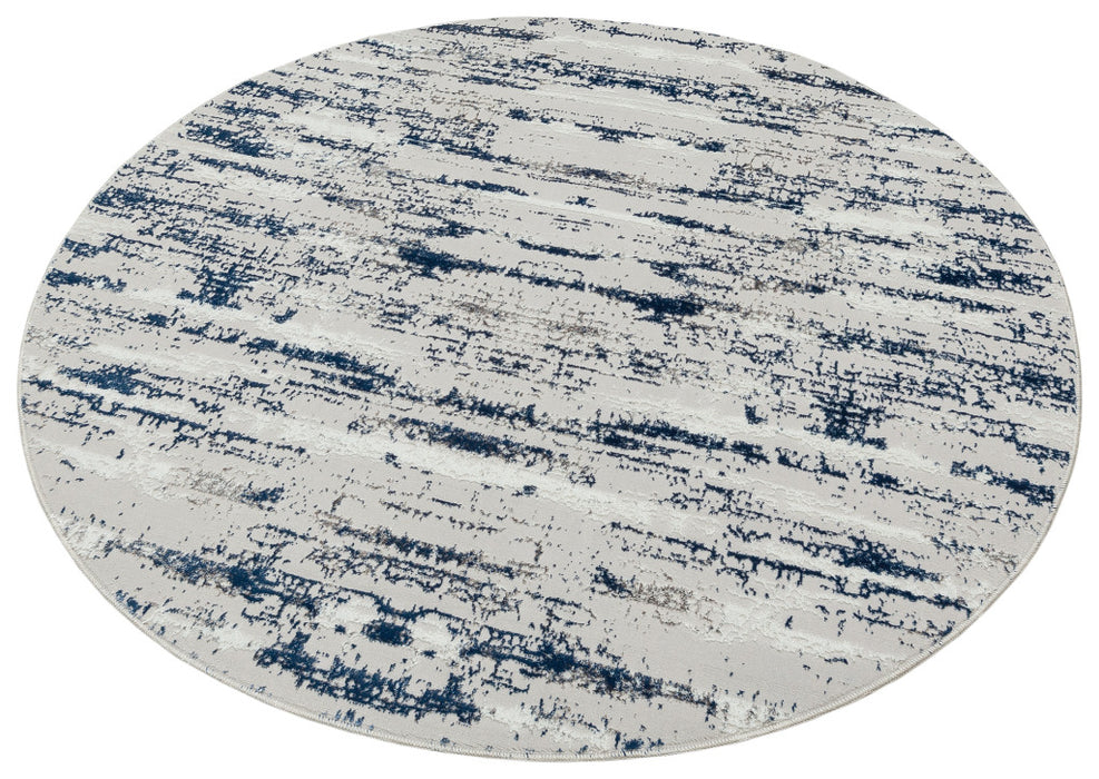 8' X 11' Blue and White Abstract Washable Non Skid Area Rug