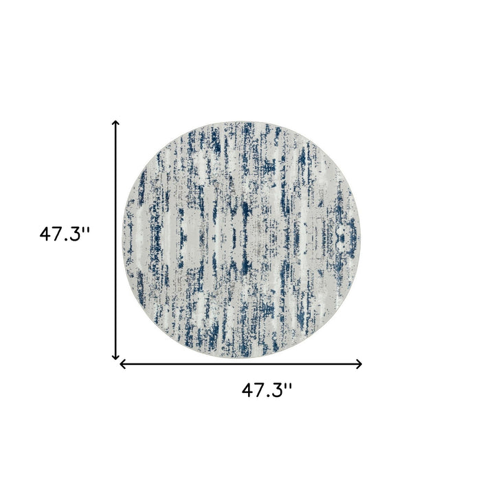 8' X 11' Blue and White Abstract Washable Non Skid Area Rug