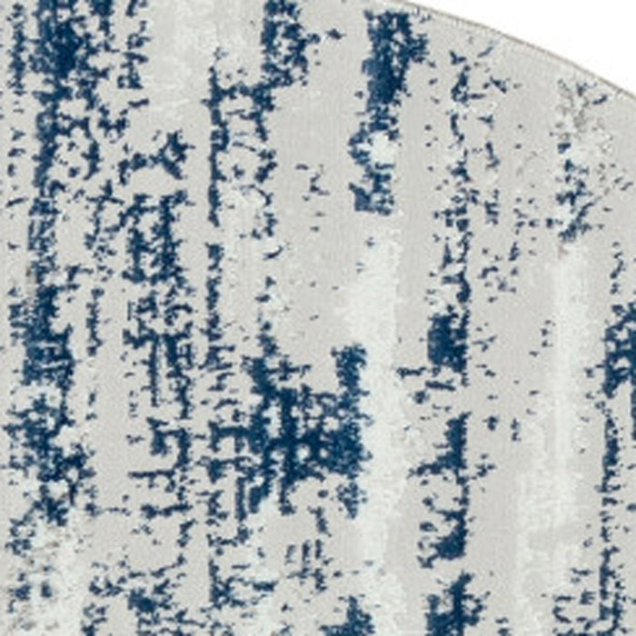 8' X 11' Blue and White Abstract Washable Non Skid Area Rug