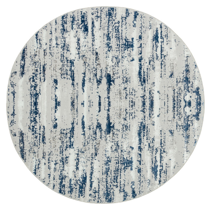 8' X 11' Blue and White Abstract Washable Non Skid Area Rug