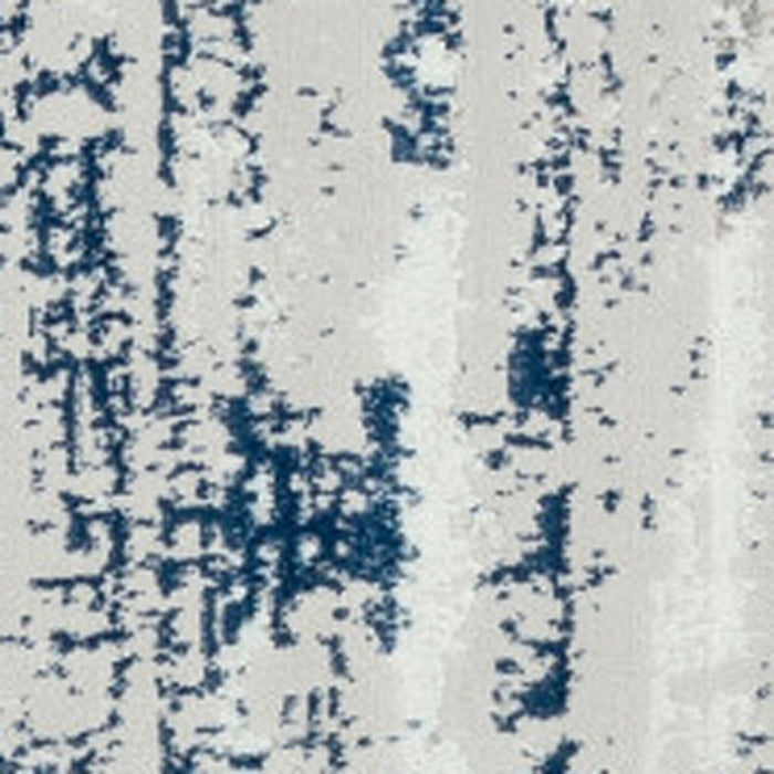 8' X 11' Blue and White Abstract Washable Non Skid Area Rug