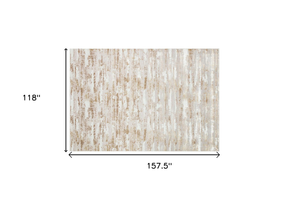 5' X 8' Brown and Ivory Abstract Washable Non Skid Area Rug