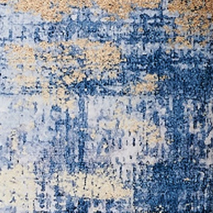 4' X 6' Blue and Gold Abstract Washable Non Skid Area Rug