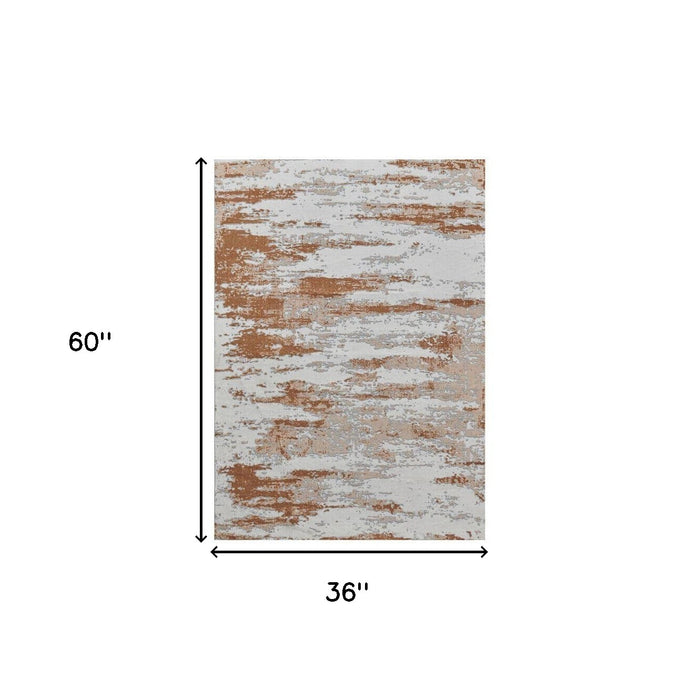 3' X 5' Gray and Brown Abstract Printed Washable Non Skid Area Rug