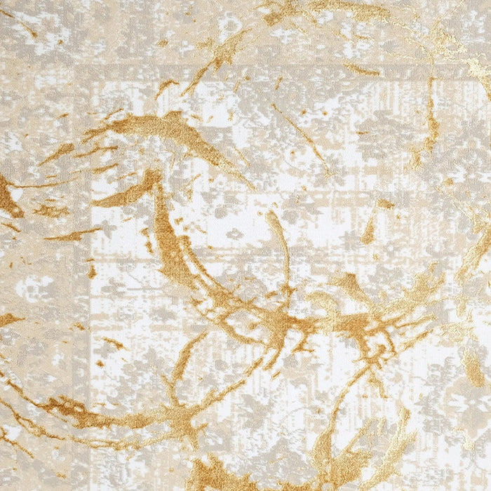 5' X 8' Beige and Gold Abstract Area Rug