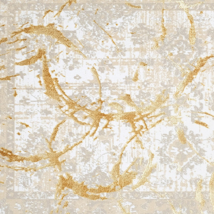 5' X 8' Beige and Gold Abstract Area Rug