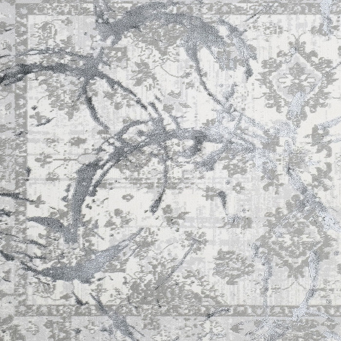 4' X 6' Gray and Silver Abstract Area Rug