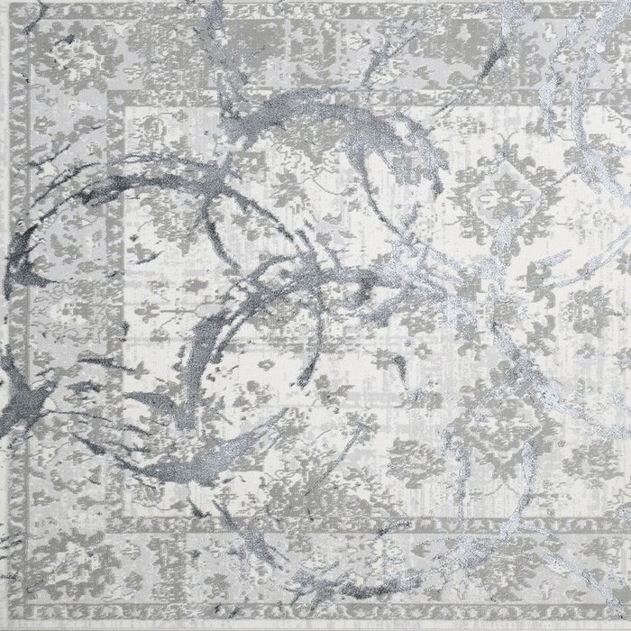 4' X 6' Gray and Silver Abstract Area Rug