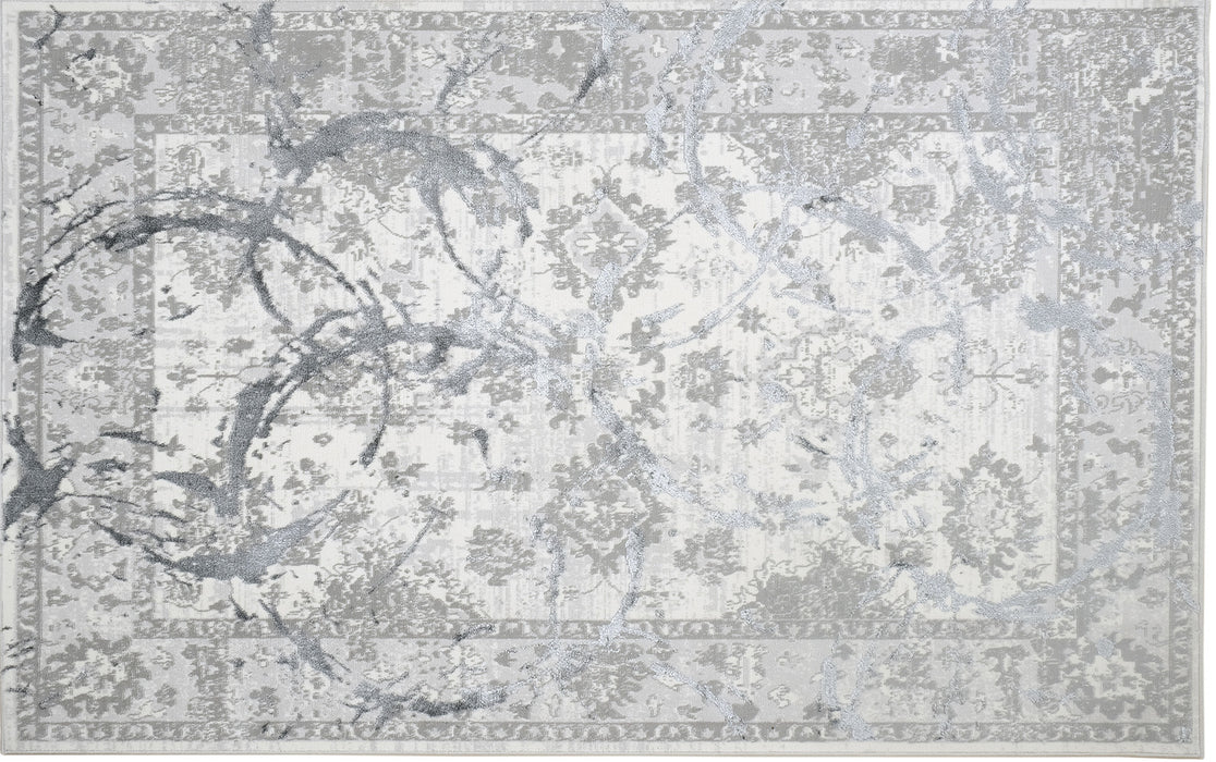 4' X 6' Gray and Silver Abstract Area Rug