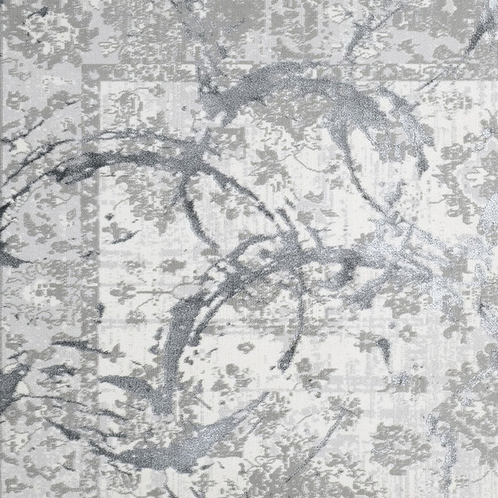 4' X 6' Gray and Silver Abstract Area Rug