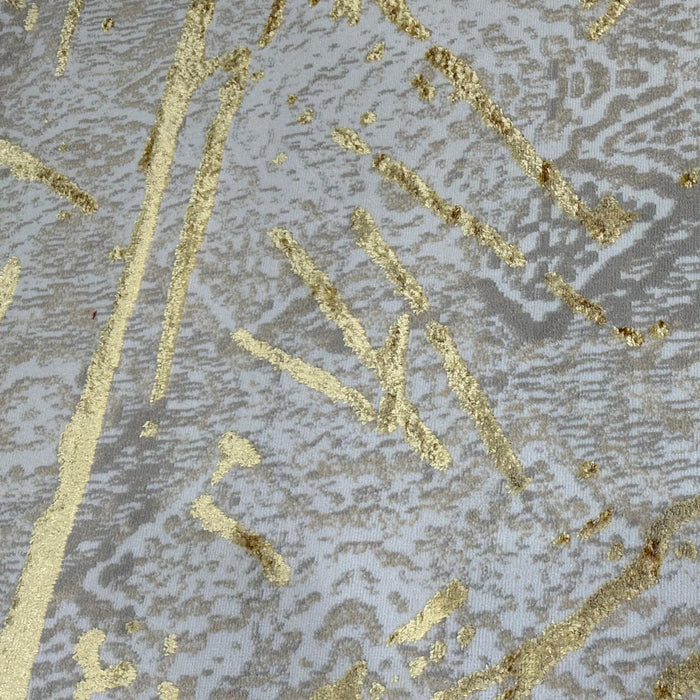 5' X 8' Ivory and Gold Abstract Area Rug