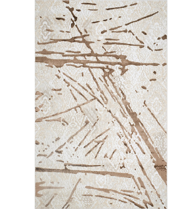 3' X 5' Ivory and Brown Abstract Area Rug