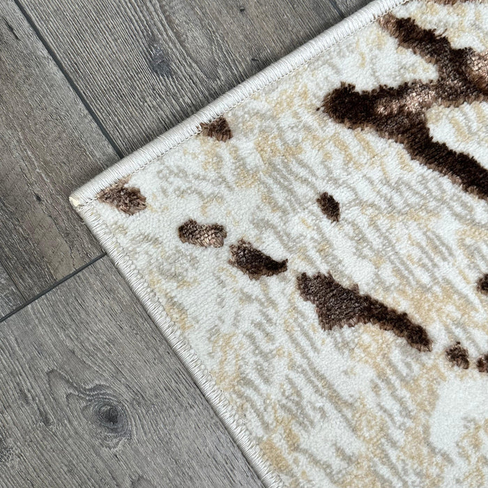 3' X 5' Ivory and Brown Abstract Area Rug