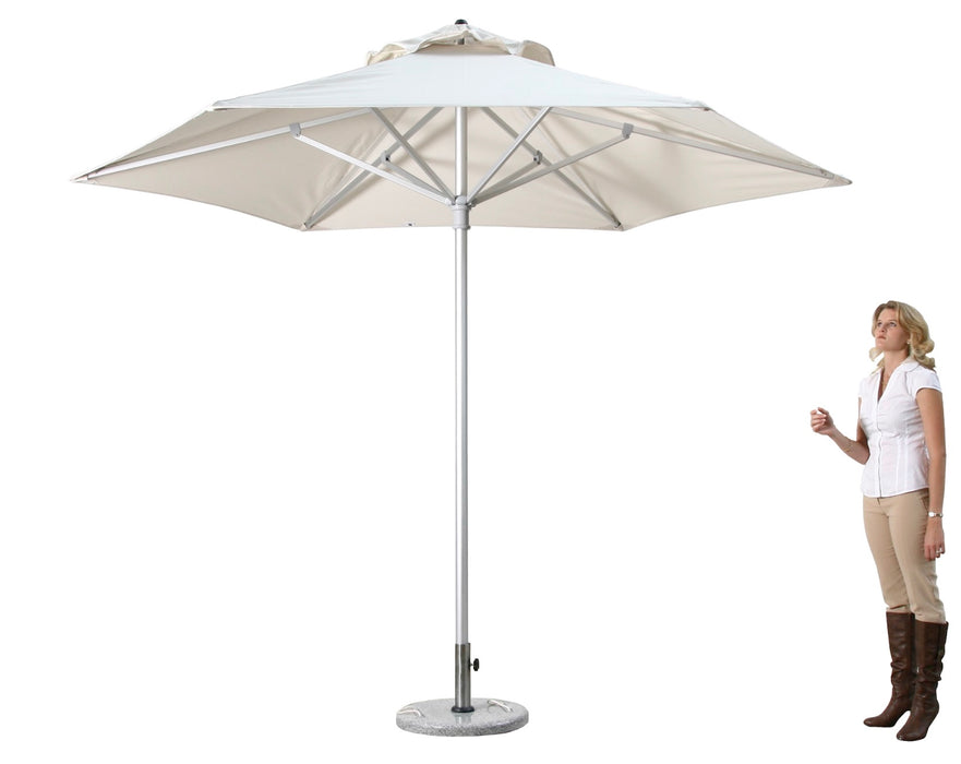 9' Ecru Polyester Round Market Patio Umbrella