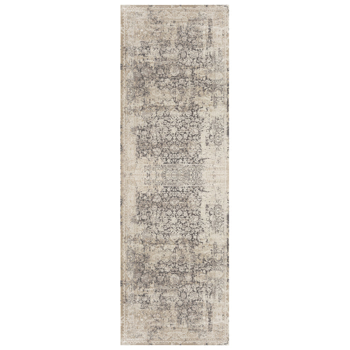 7' Runner Gray Floral Runner Rug