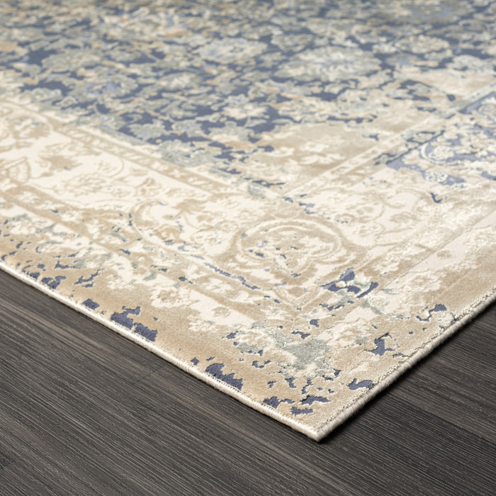 7' Runner Gray Floral Runner Rug