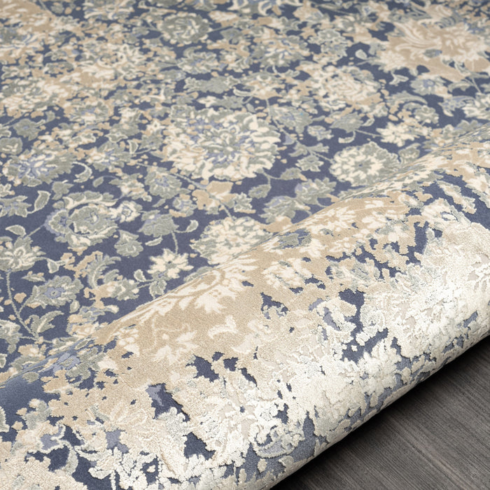 7' Runner Gray Floral Runner Rug