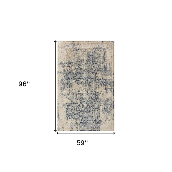 7' Runner Gray Floral Runner Rug