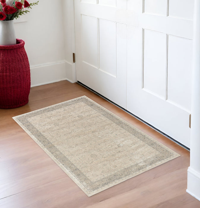 2' X 3' Beige Floral Area Rug